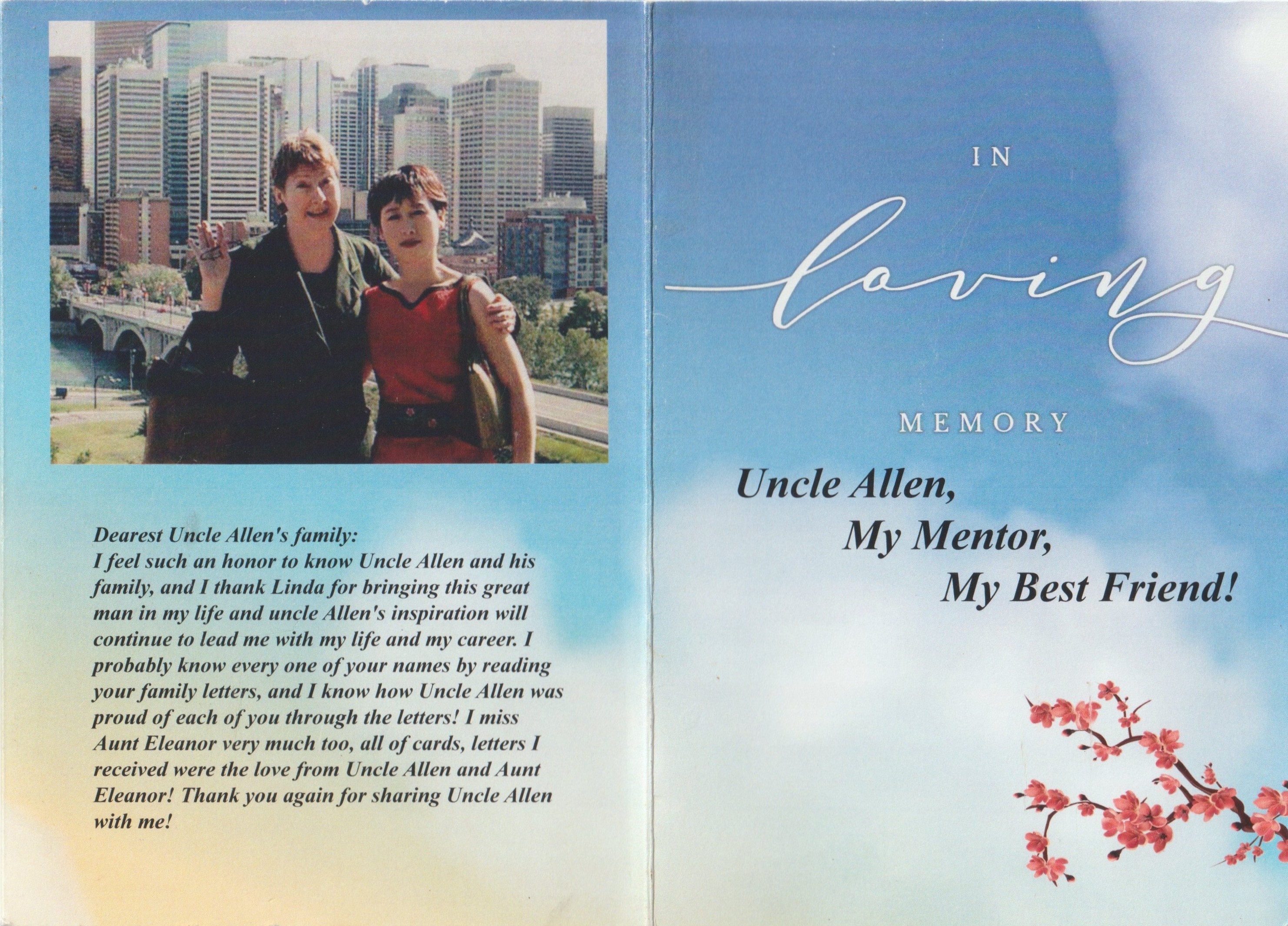 Card I made in memory of Uncle Allen - back