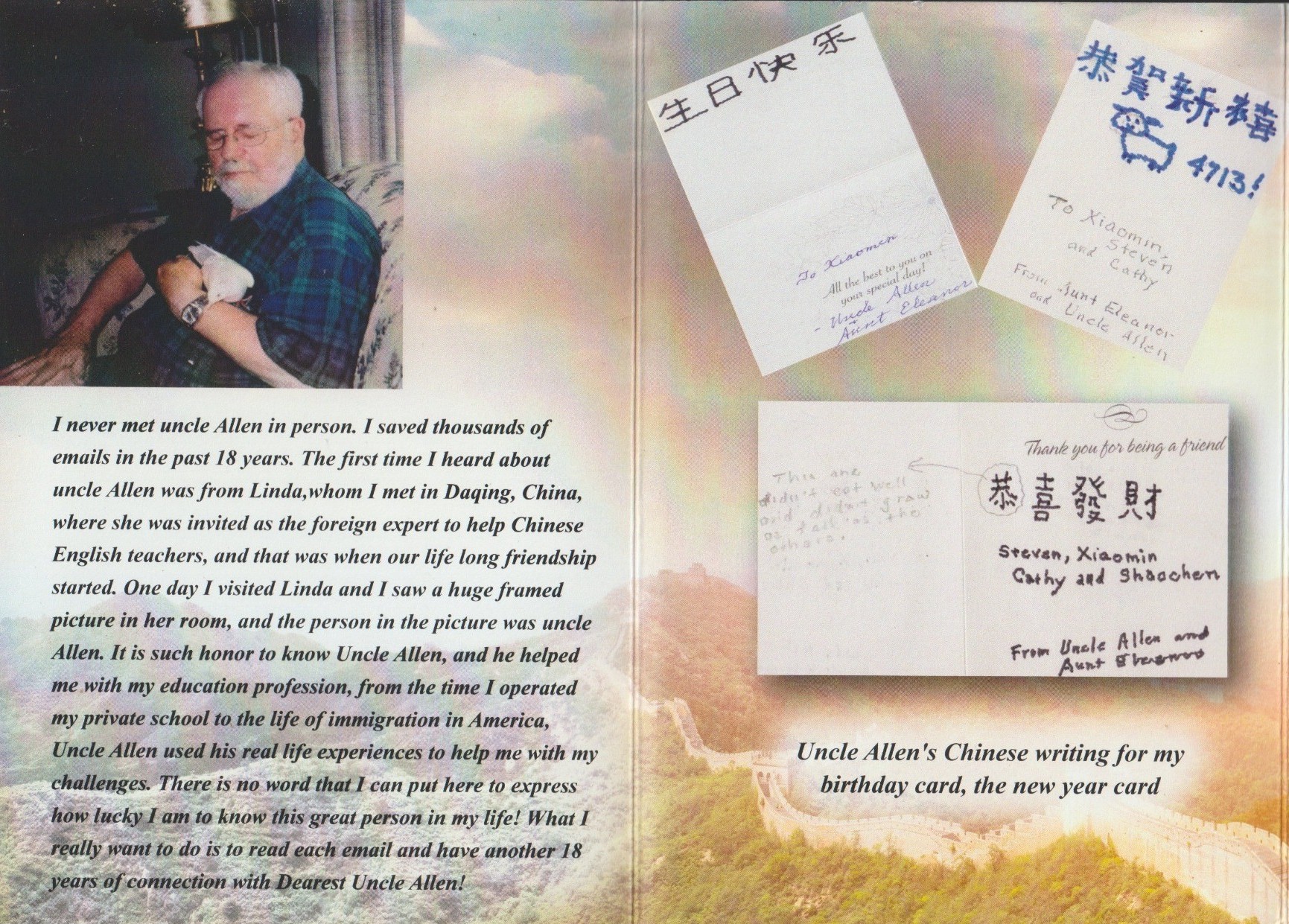 Card I made in memory of Uncle Allen - front