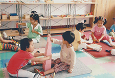 Children using learning tools in a calm environment
