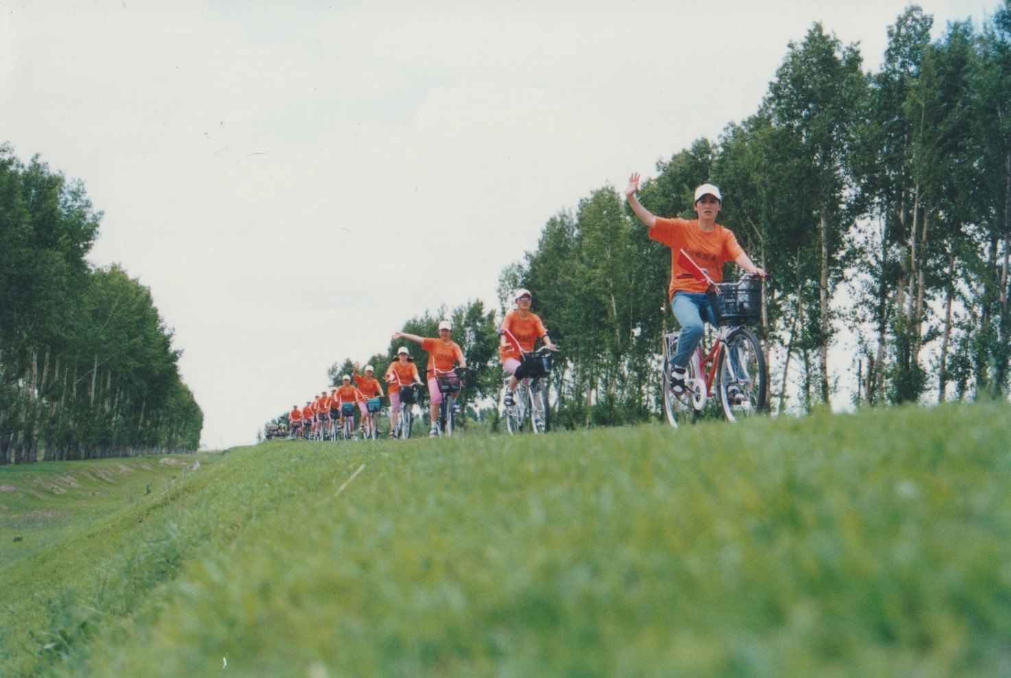 Cycling on the open road during the journey
